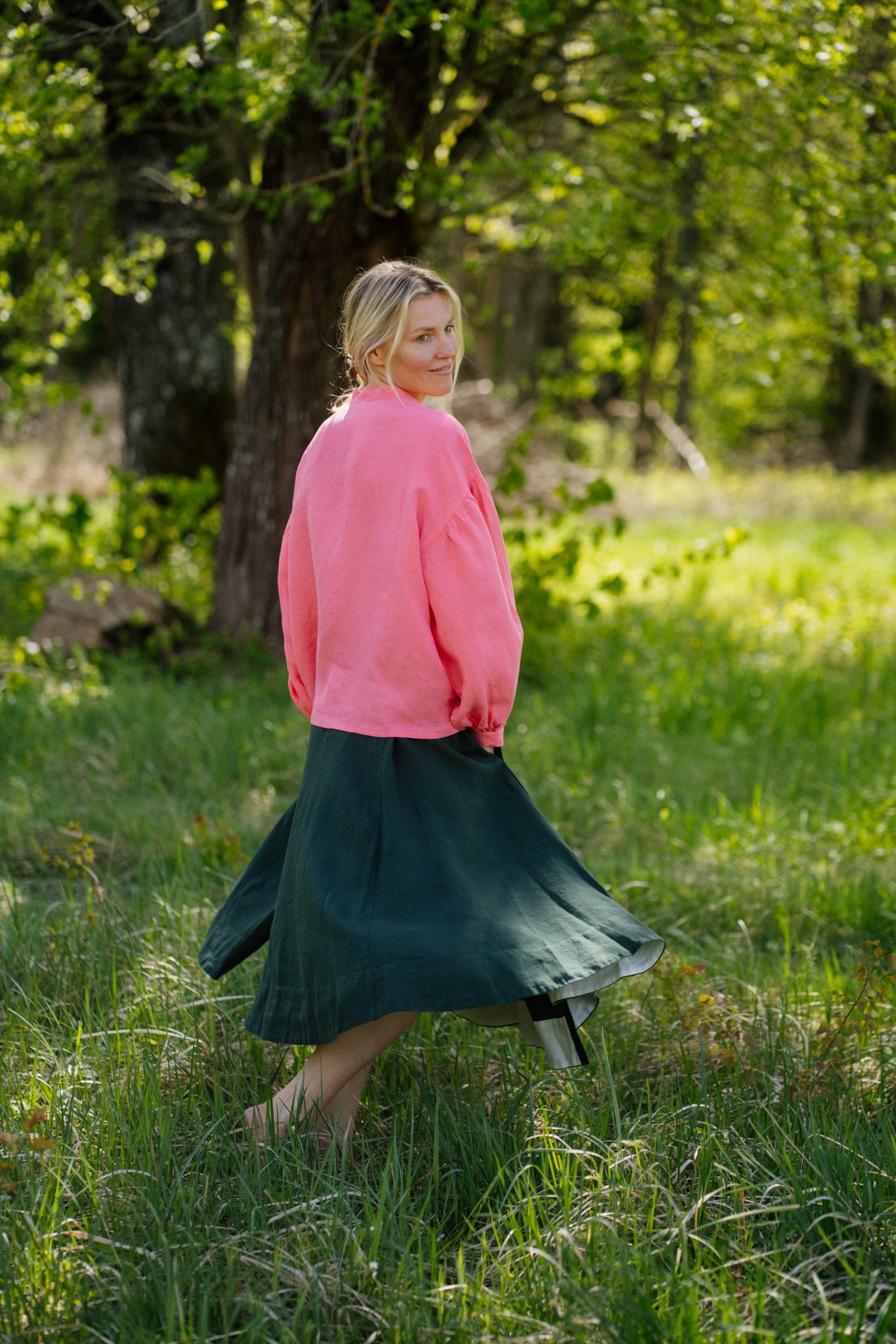 Clementine Shirt, Long Sleeve, Peony Pop
#color_peony-pop