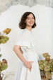 Maxi Wrap Dress, Butterfly Sleeve, White Magnolia