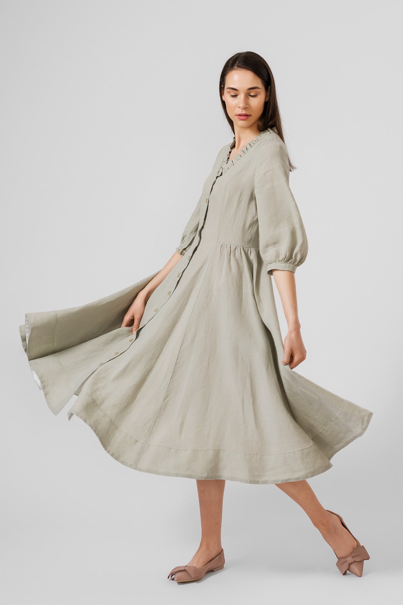 Ophelia Dress, 3/4 Sleeve, Mint#color_mint