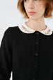 Classic Dress with Embroidered Golden Fields Collar, Long Sleeve, Black Pansy#color_black-pansy
