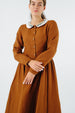 Classic Dress with Embroidered Meadow Peter Pan Collar, Long Sleeve#color_warm-brown