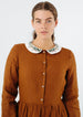 Classic Dress with Embroidered Meadow Peter Pan Collar, Long Sleeve#color_warm-brown